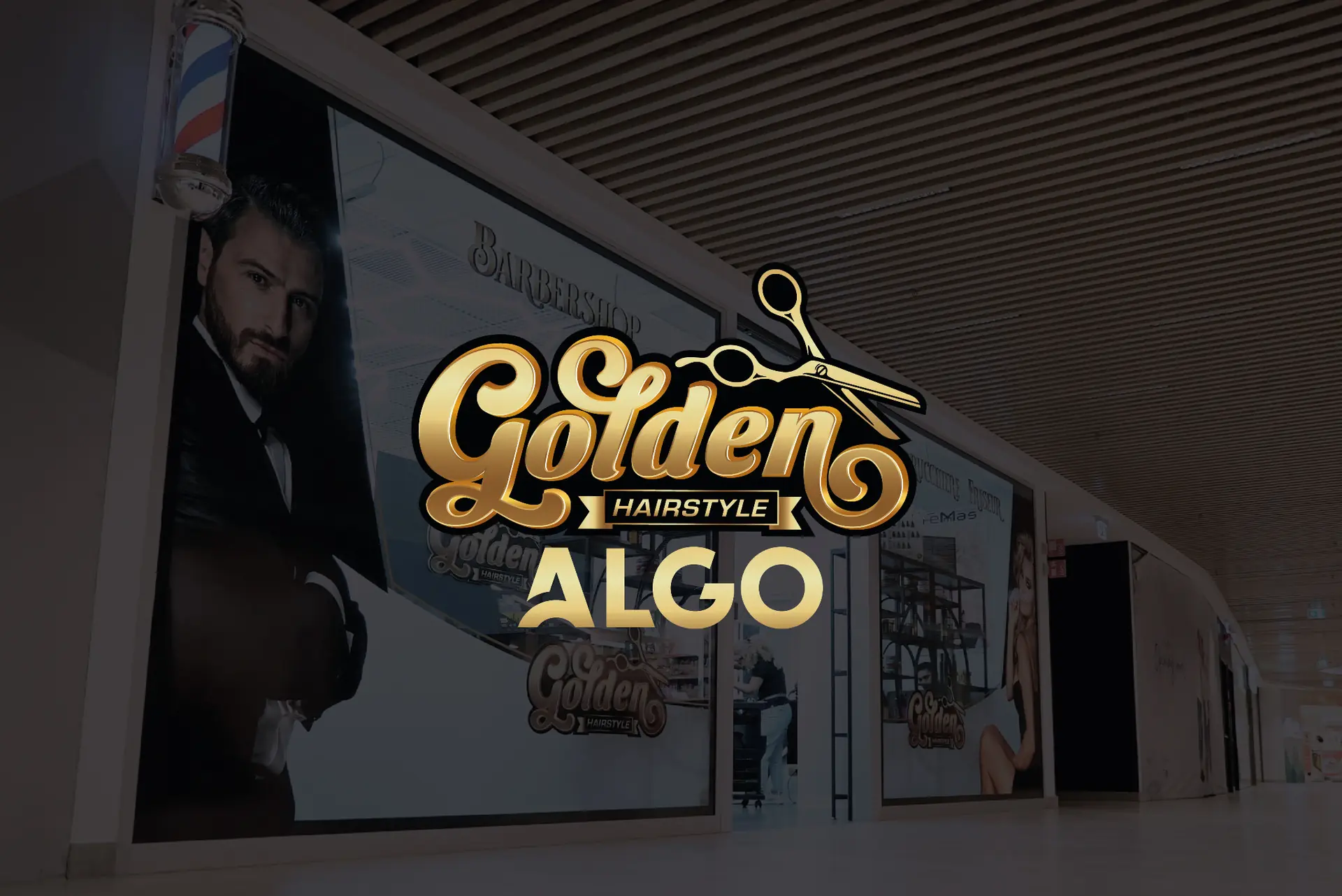 Golden Hairstyle — barber chair e brand identity